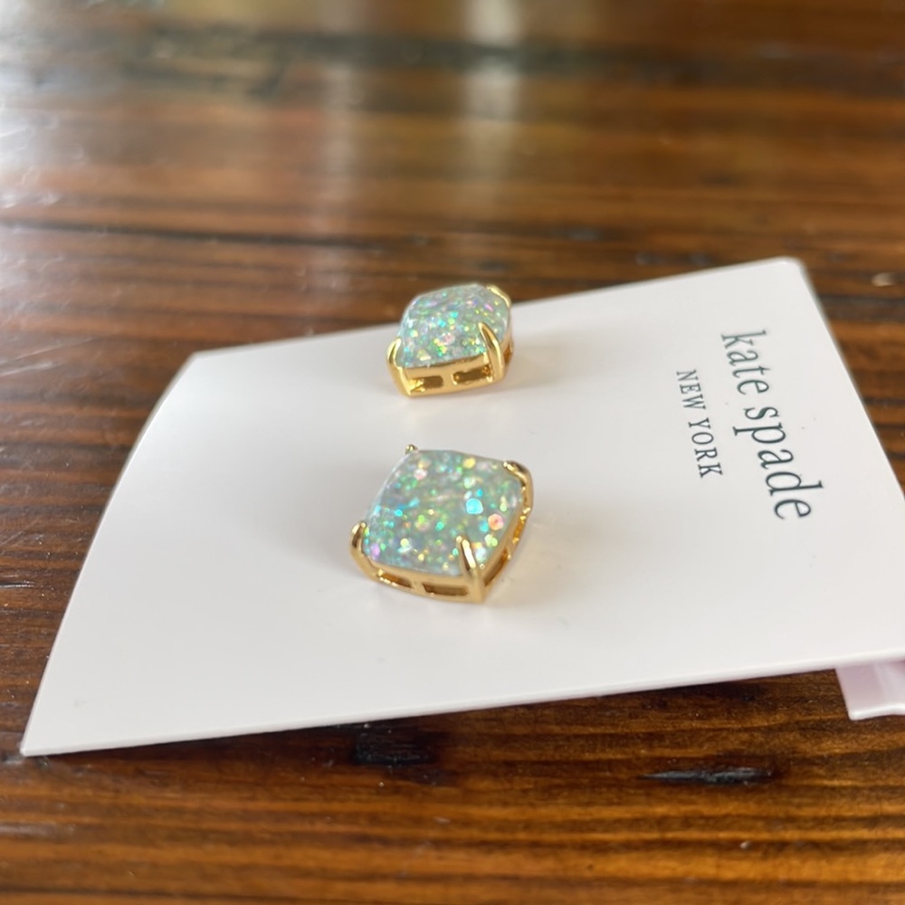Kate Spade cushion cut glitter earrings